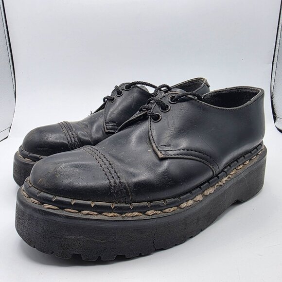 Gripfast Womens Black Platform Shoes Size 5 Made In England Leather Gothic - Picture 4 of 14
